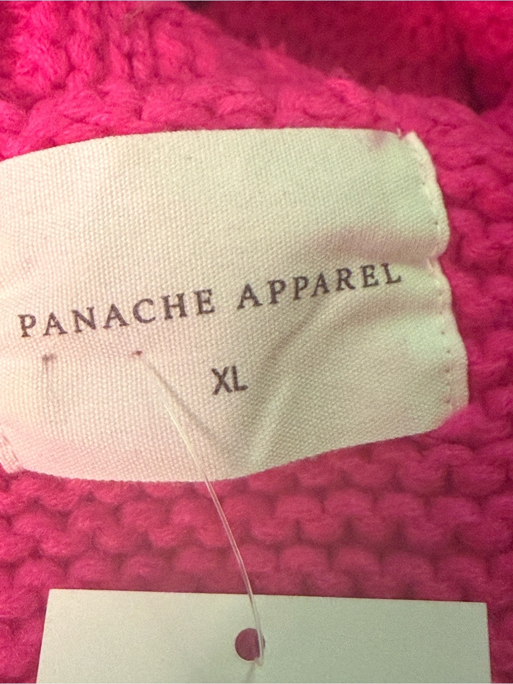 Panache Hot Pink Knit oversized Cardigan with SKI Green Lettering Size XL NWT - Picture 4 of 5